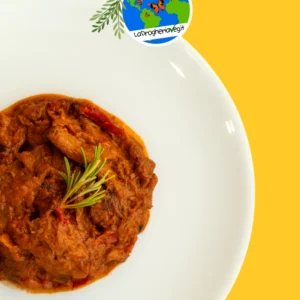 Spezzatino vegano di soia con peperoni Alla Romana